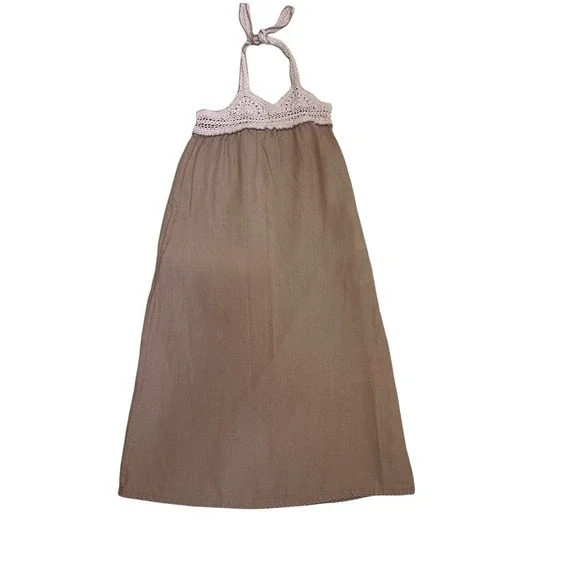 Stella McCartney for Gap Kids | Dresses | Stella Mccartney For Gap Kids Tan  Beige Linen Crochet Halter Top Midi Dress Sz S | Poshmark